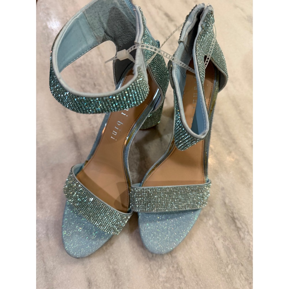 Gianni Bini Womens Sky Blue Rhinestone Block Heel Ankle Strap Sandals Size 10 - Picture 3 of 15